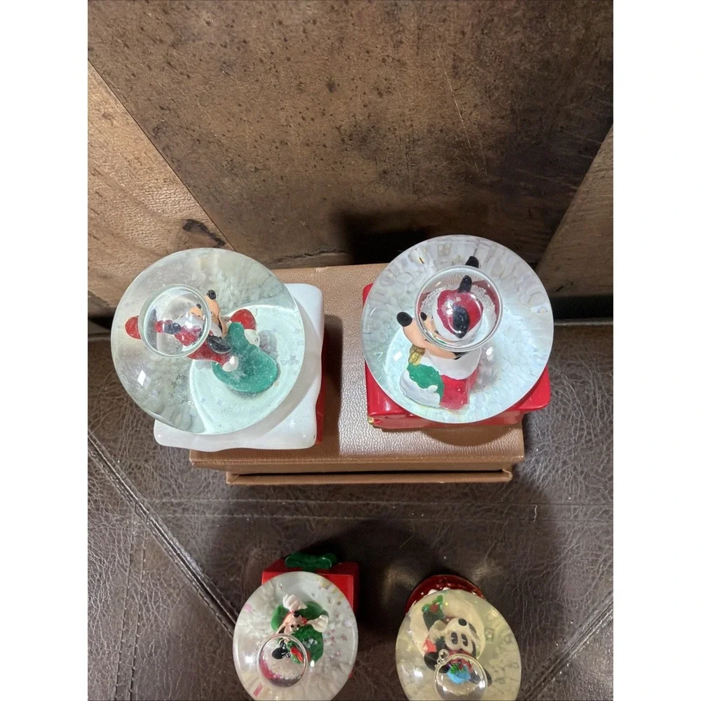 Lot of 4 Vintage Disney JCPenney Mickey Mouse Christmas Miniature Snow Globes